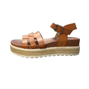 MIA Platform Espadrille Sandals Tan Brown Strappy Wedge Flatform Women’s Size 10